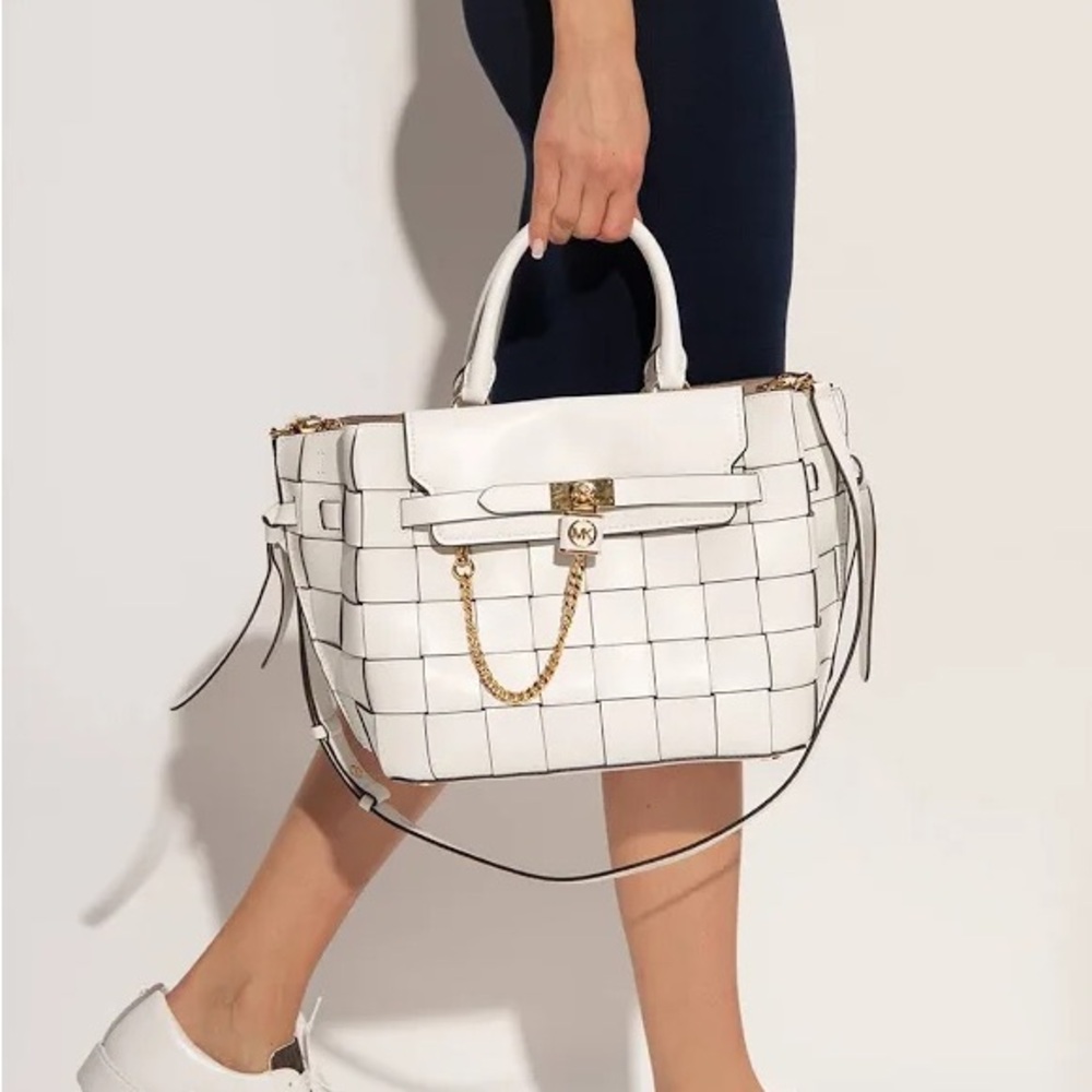 Hamilton Legacy Large Woven Leather Belted Satchel
